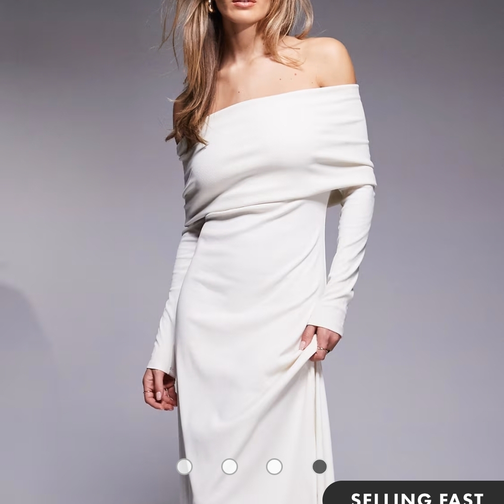 BNWT Ribbed Off-Shoulder White Dress